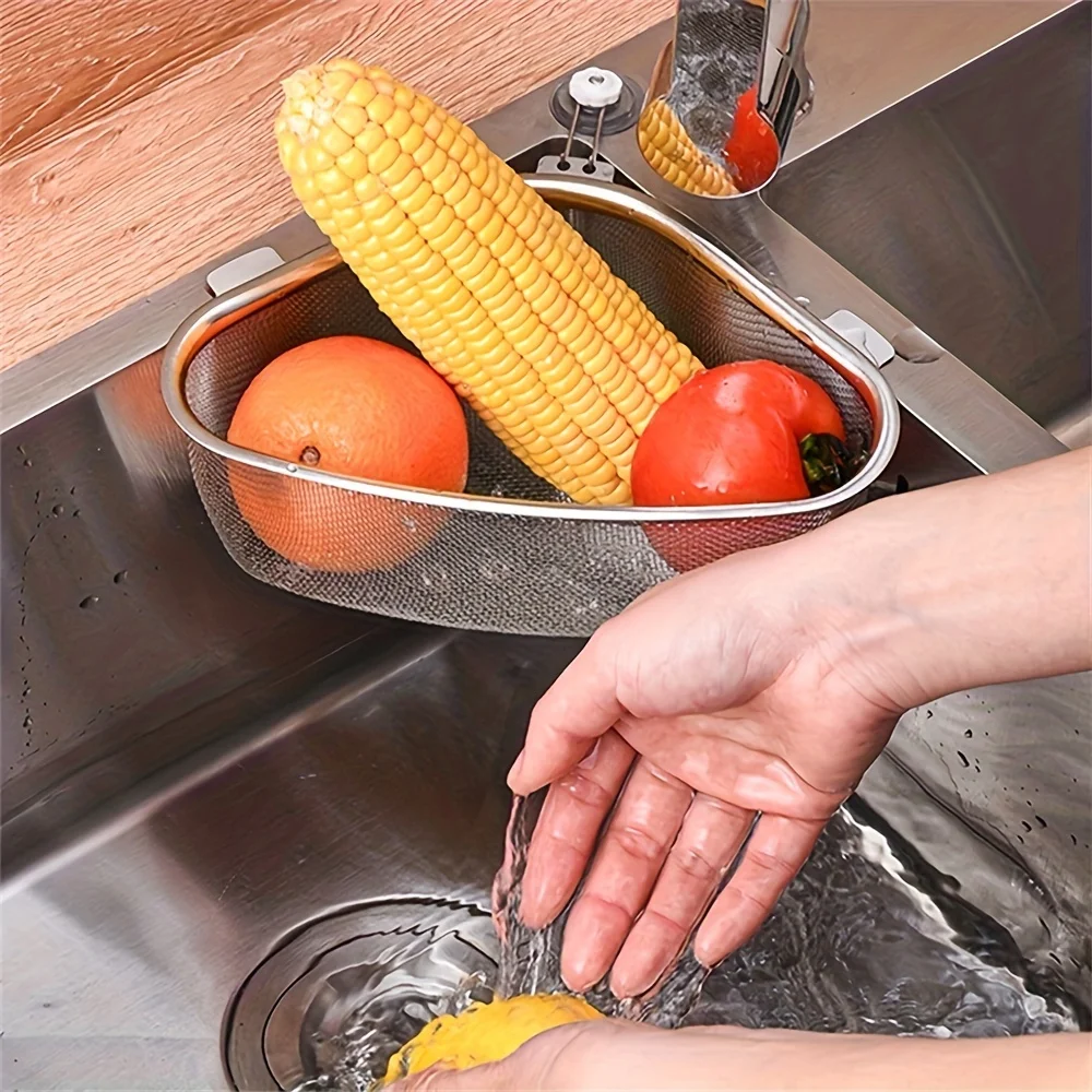 Stainless Steel Triangle Corner Strainer - Modern Kitchen Sink Draining Basket, Multi-Purpose Sink Shelf Organizer
Stainless Steel Triangle Corner Strainer - Modern Kitchen Sink Draining Basket, Multi-Purpose Sink Shelf Organizer