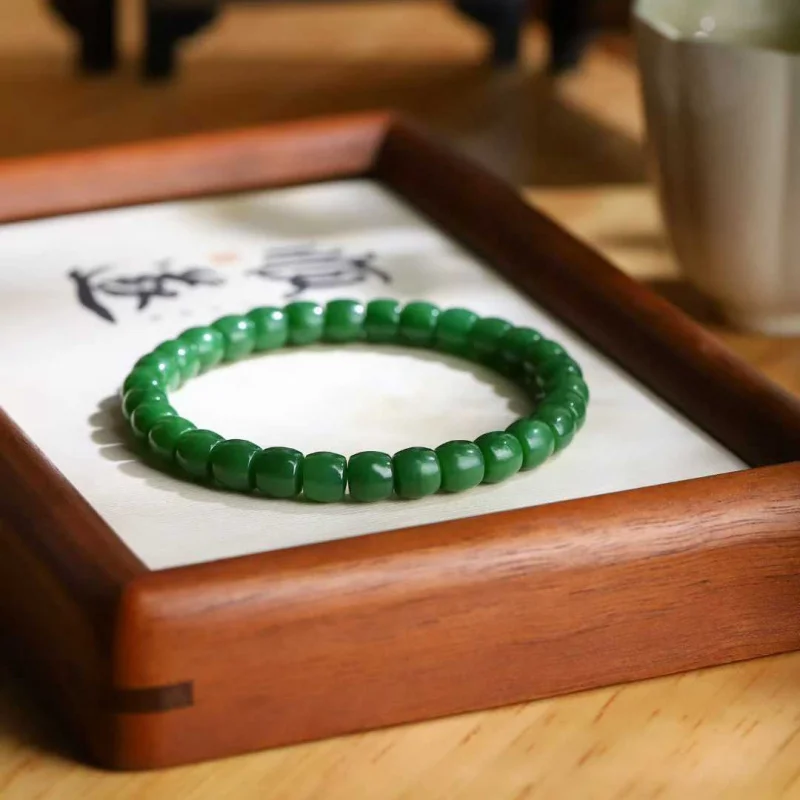 Натуральный нефрит Хэтянь, русский старый материал, шпинат, зеленый браслет для женщин
Натуральный нефрит Хэтянь, русский старый материал, шпинат, зеленый браслет для женщин