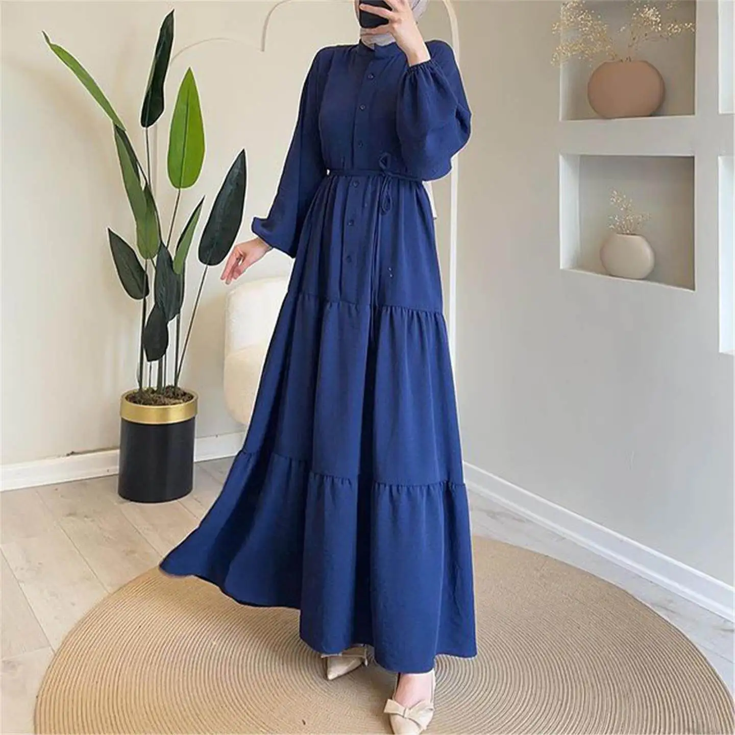 Elegant High Waist Patchwork Long Sleeve round Neck Single Button Autumn Dress Women's Fashion Cross-Border Clothing
Elegant High Waist Patchwork Long Sleeve round Neck Single Button Autumn Dress Women's Fashion Cross-Border Clothing