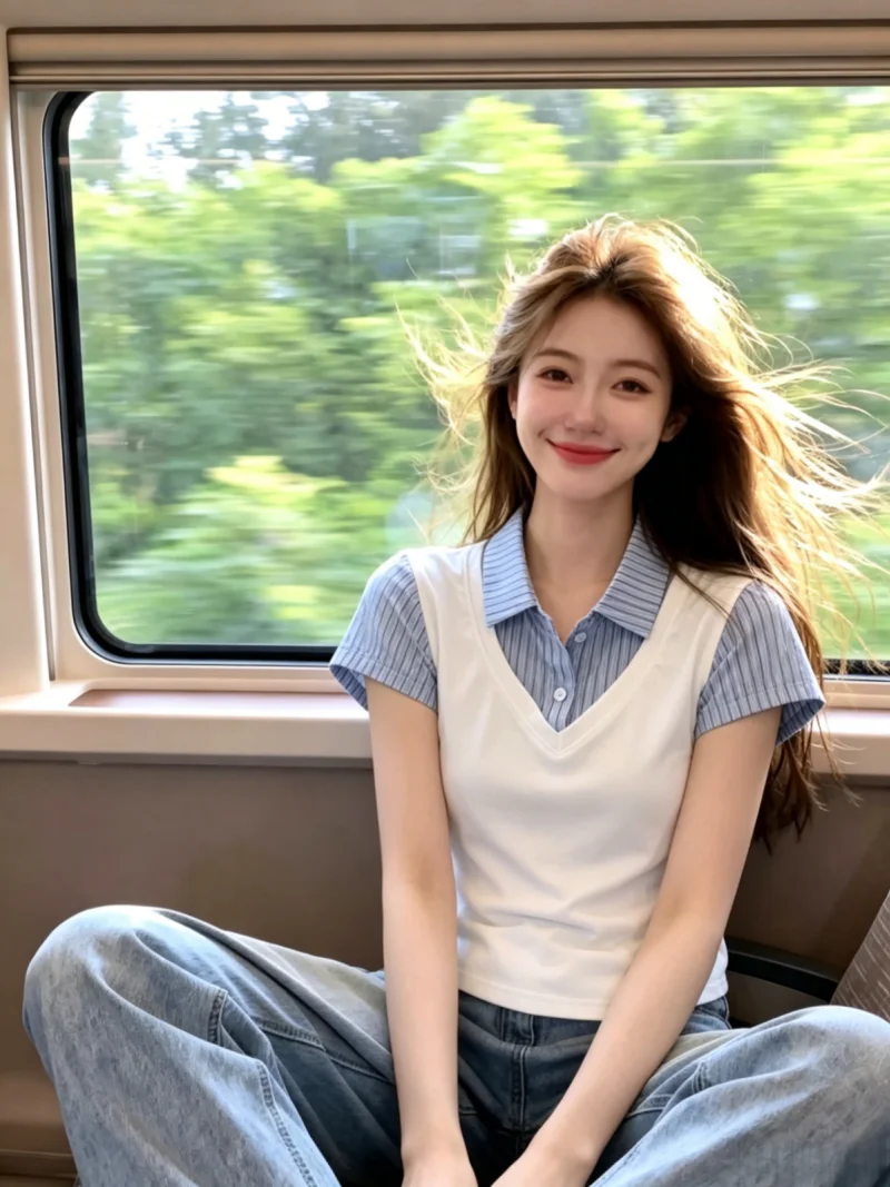 Slimming Summer Stripe Splice Fake Two-Piece Short Sleeve T-Shirt Women's Korean Style Straight Cut Silk Top Commute Wear
Slimming Summer Stripe Splice Fake Two-Piece Short Sleeve T-Shirt Women's Korean Style Straight Cut Silk Top Commute Wear