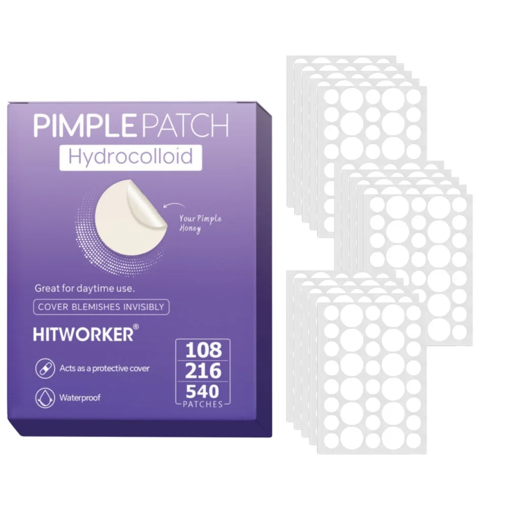 HITWORKER 108/216/540 pieces/set - round hydrogel acne patch can effectively absorb acne secretion and gently clean pores
HITWORKER 108/216/540 pieces/set - round hydrogel acne patch can effectively absorb acne secretion and gently clean pores