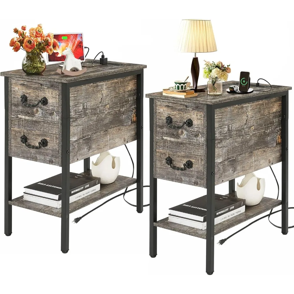 Nightstand, Narrow Nightstands with Charging Station & USB Ports &Drawers, Night Stand for Living Room, Bedroom, Nightstand
Nightstand, Narrow Nightstands with Charging Station & USB Ports &Drawers, Night Stand for Living Room, Bedroom, Nightstand
