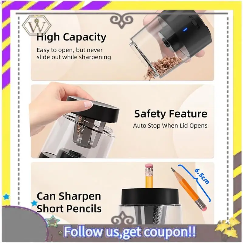 New Electric Pencil Sharpener, Automatic Pencil Sharpeners Kids, Battery Rechargeable Pencil Sharpeners For Pencils
New Electric Pencil Sharpener, Automatic Pencil Sharpeners Kids, Battery Rechargeable Pencil Sharpeners For Pencils