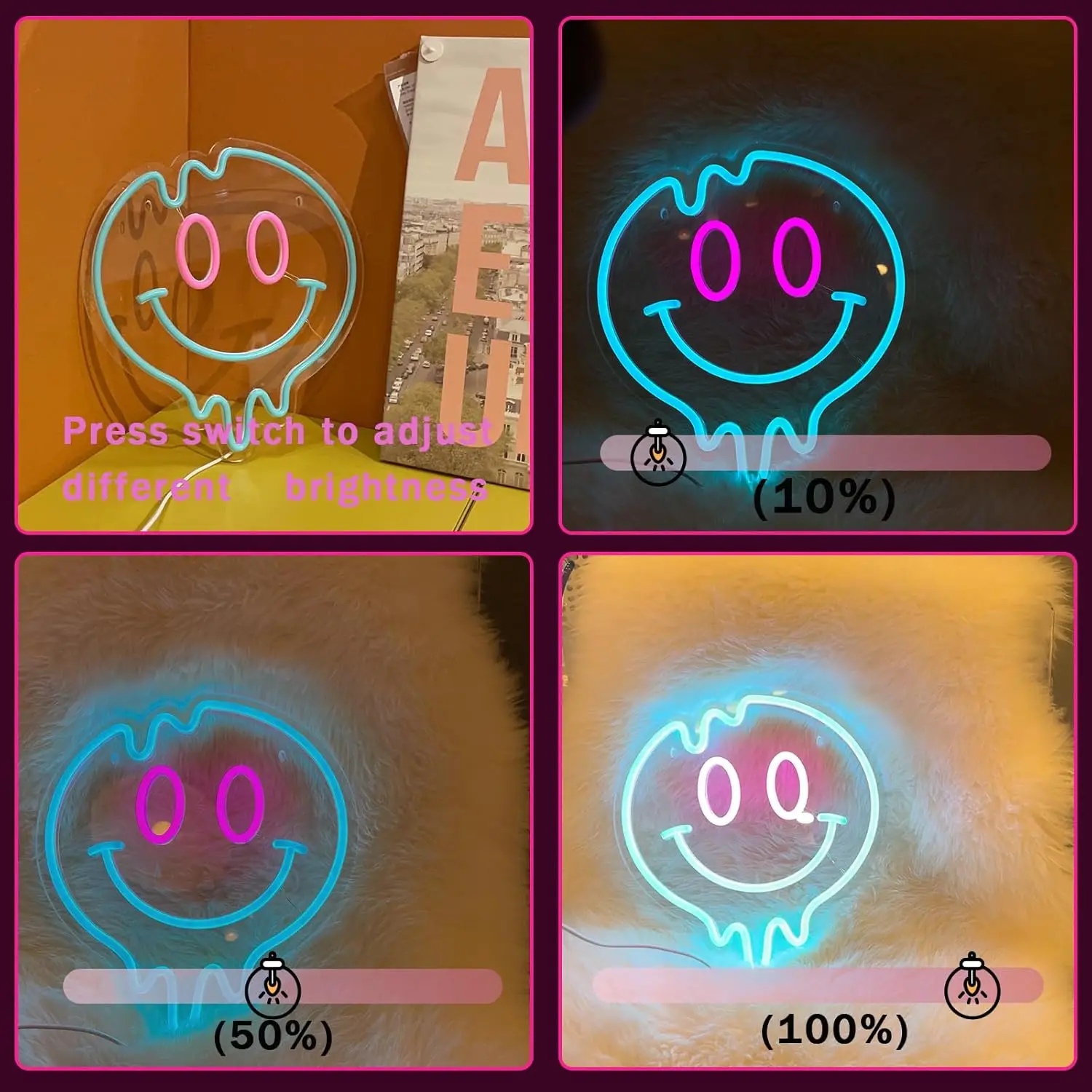 Smiley Face USB Powered Led Neon Sign Dimmable Neon Light Wall Decor For Room Decor Party Birthday Handmade Art Gift Pub Shop
Smiley Face USB Powered Led Neon Sign Dimmable Neon Light Wall Decor For Room Decor Party Birthday Handmade Art Gift Pub Shop 