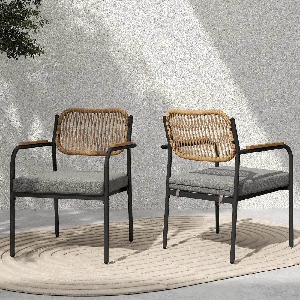 Dining Chairs Set of 2 with Backrest, Metal Chairs for Outside with Armrest, Rope Outdoor Diner, Beach Chairs
Dining Chairs Set of 2 with Backrest, Metal Chairs for Outside with Armrest, Rope Outdoor Diner, Beach Chairs