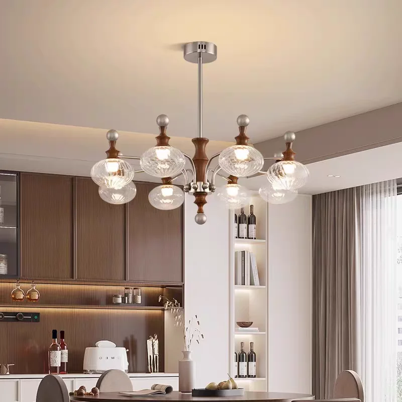 French style new wood grain color LED antique style living room chandelier retro Nordic glass bedroom dining room chandelier
French style new wood grain color LED antique style living room chandelier retro Nordic glass bedroom dining room chandelier
