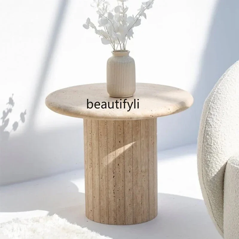 Natural travertine edge few household small apartment living room sofa side table balcony small round table minimalist9344
Natural travertine edge few household small apartment living room sofa side table balcony small round table minimalist9344