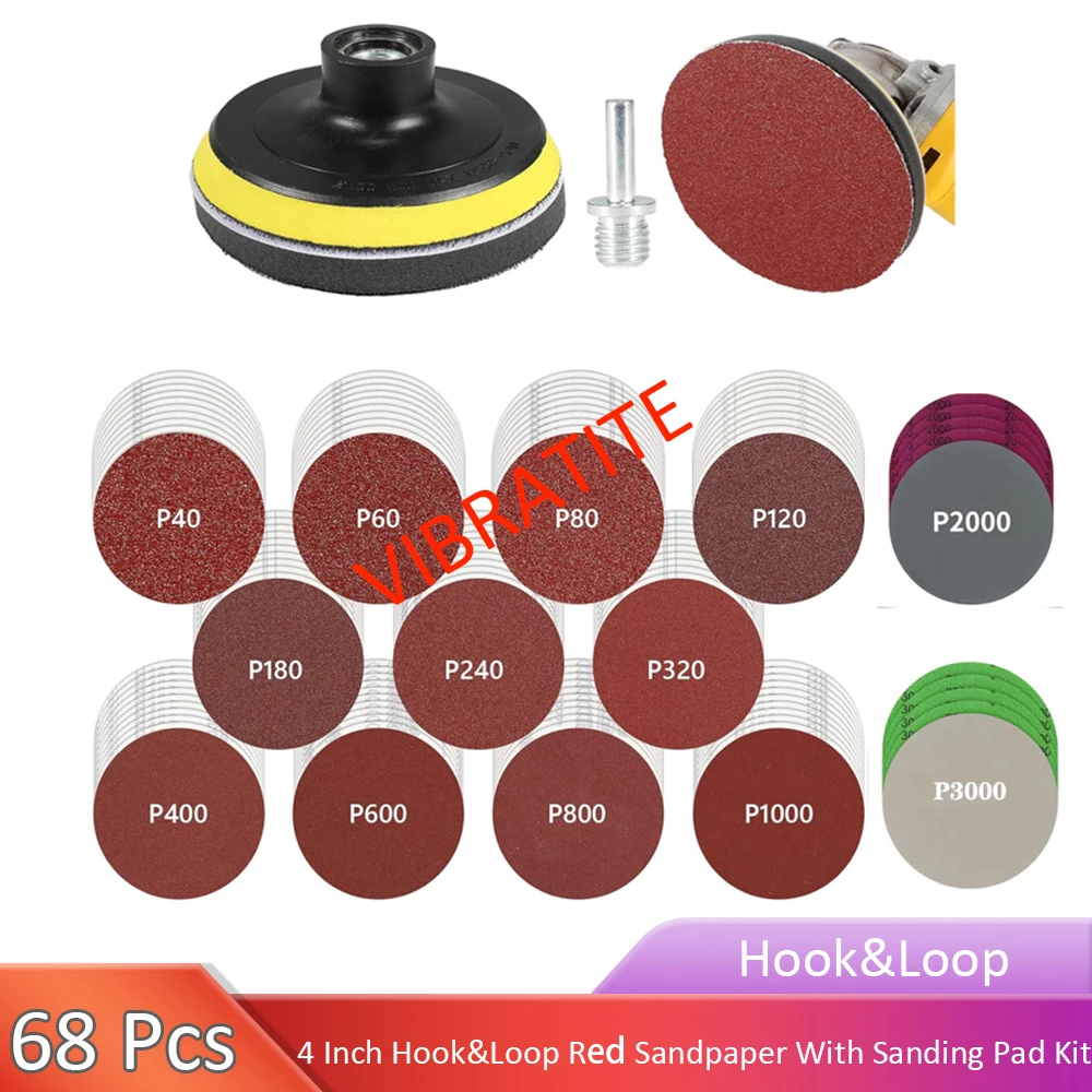 68 Pcs 4 Inch Red Sandpaper With Saning Pad Set For Sanding Polishing DIY Wood Metal Wall
68 Pcs 4 Inch Red Sandpaper With Saning Pad Set For Sanding Polishing DIY Wood Metal Wall
