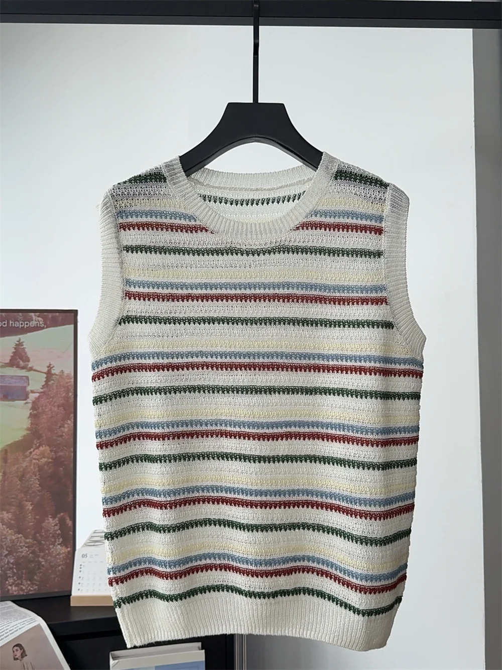 2026 Summer Clothig 100 Linen Round Neck Linen Striped Color Block Loose Slimming Knit Vest Breathable Sleeveless Women's Top
2026 Summer Clothig 100 Linen Round Neck Linen Striped Color Block Loose Slimming Knit Vest Breathable Sleeveless Women's Top