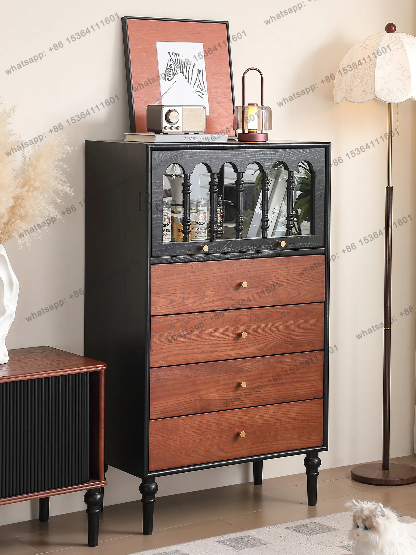French retro all-solid wood medieval style display sideboard small apartment red oak storage cabinet
French retro all-solid wood medieval style display sideboard small apartment red oak storage cabinet