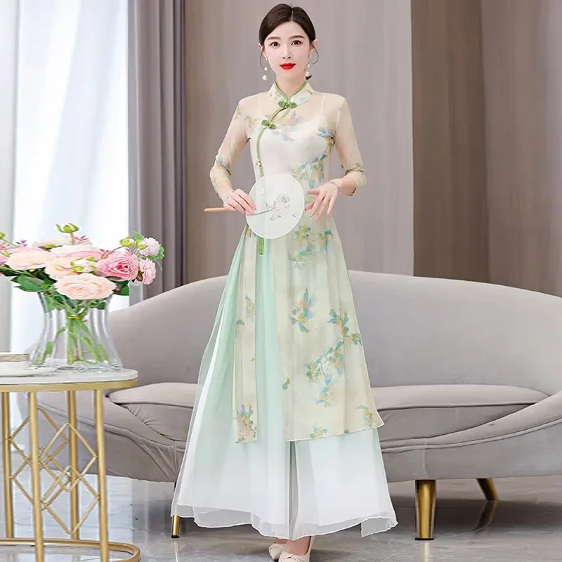 Китайский классический танец, улучшенный Cheongsam, женское летнее новое шикарное сетчатое марлевое платье с рифмами, тренировочное платье, танцевальное платье, костюм, платье
Китайский классический танец, улучшенный Cheongsam, женское летнее новое шикарное сетчатое марлевое платье с рифмами, тренировочное платье, танцевальное платье, костюм, платье