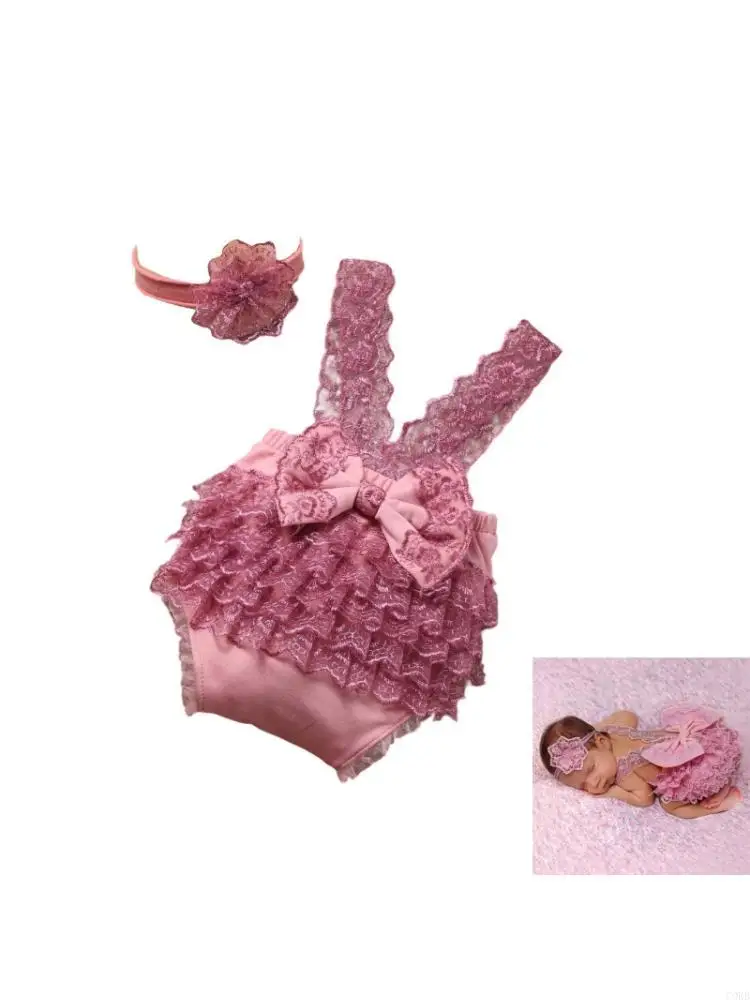 CORB Newborns Photography Lace Romper with Headband Set Soft Polyester Baby Girls Photoshoot Outfit With Big Bow
CORB Newborns Photography Lace Romper with Headband Set Soft Polyester Baby Girls Photoshoot Outfit With Big Bow