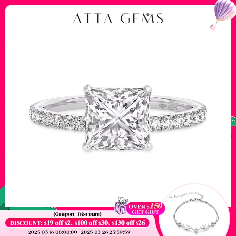 ATTAGEMS 18K Real Moissanite Rings Princess Cut D Color VVS1 8.0mm Au750 Etenity Diamond Engagement Wedding Rings For Women Gift
ATTAGEMS 18K Real Moissanite Rings Princess Cut D Color VVS1 8.0mm Au750 Etenity Diamond Engagement Wedding Rings For Women Gift
