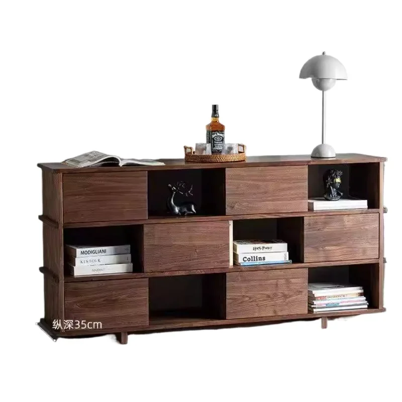 North American black walnut floor-to-ceiling bookcase, storage with door display, all solid wood sofa side cabinet
North American black walnut floor-to-ceiling bookcase, storage with door display, all solid wood sofa side cabinet