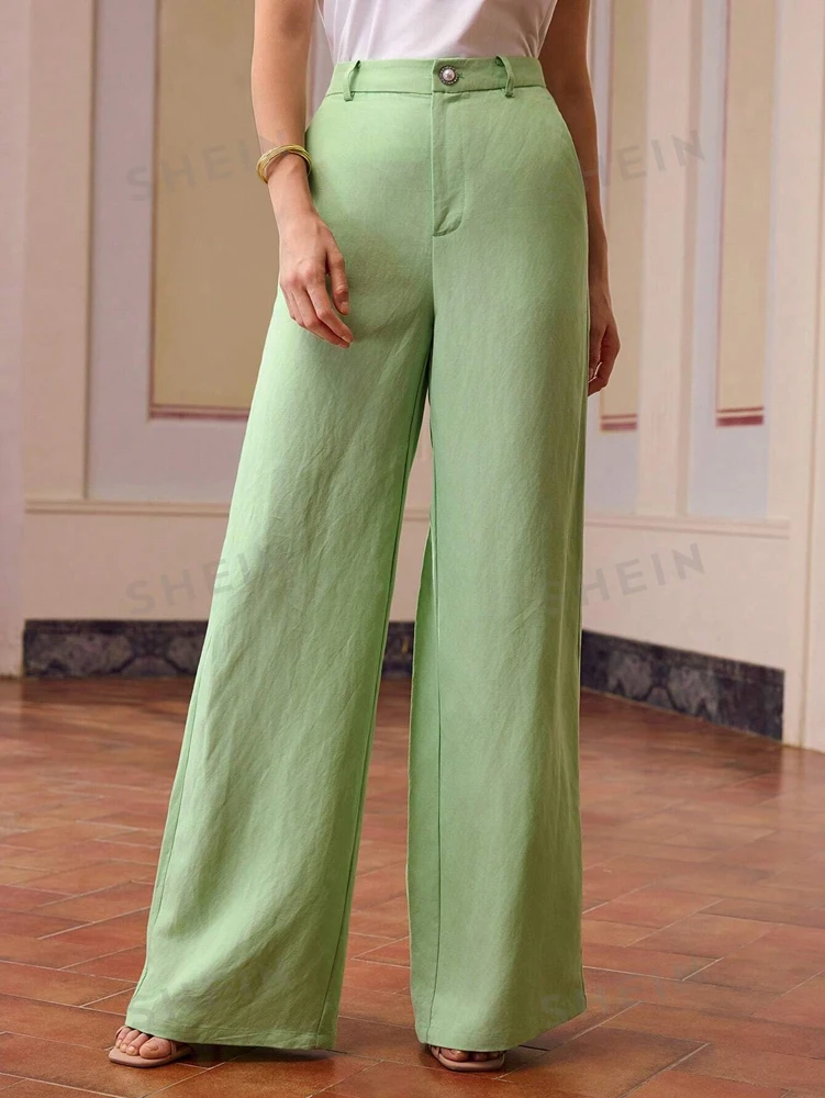 Women's High Waist Wide Leg Pants, Solid Color Straight Leg Trousers with Drape Feel, Elegant Commuter Office Pants for Summer
Women's High Waist Wide Leg Pants, Solid Color Straight Leg Trousers with Drape Feel, Elegant Commuter Office Pants for Summer