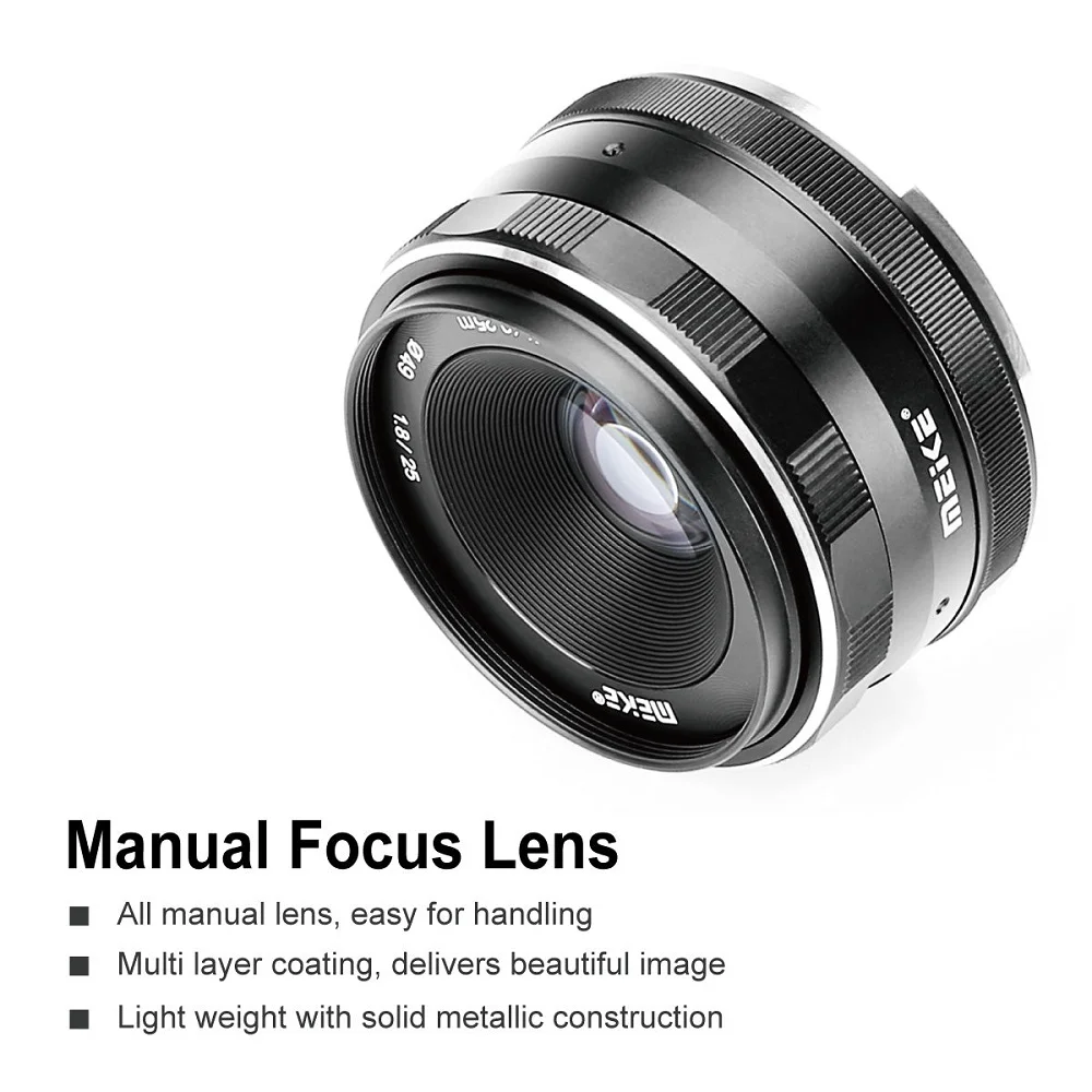 Meike 25mm F1.8 APS-C Large Aperture Wide Angle Manual Focus Lens for Sony E Mount NEX 3 3N 5 NEX 5T NEX 6 7 A6000 A6300 ZV-E10
Meike 25mm F1.8 APS-C Large Aperture Wide Angle Manual Focus Lens for Sony E Mount NEX 3 3N 5 NEX 5T NEX 6 7 A6000 A6300 ZV-E10