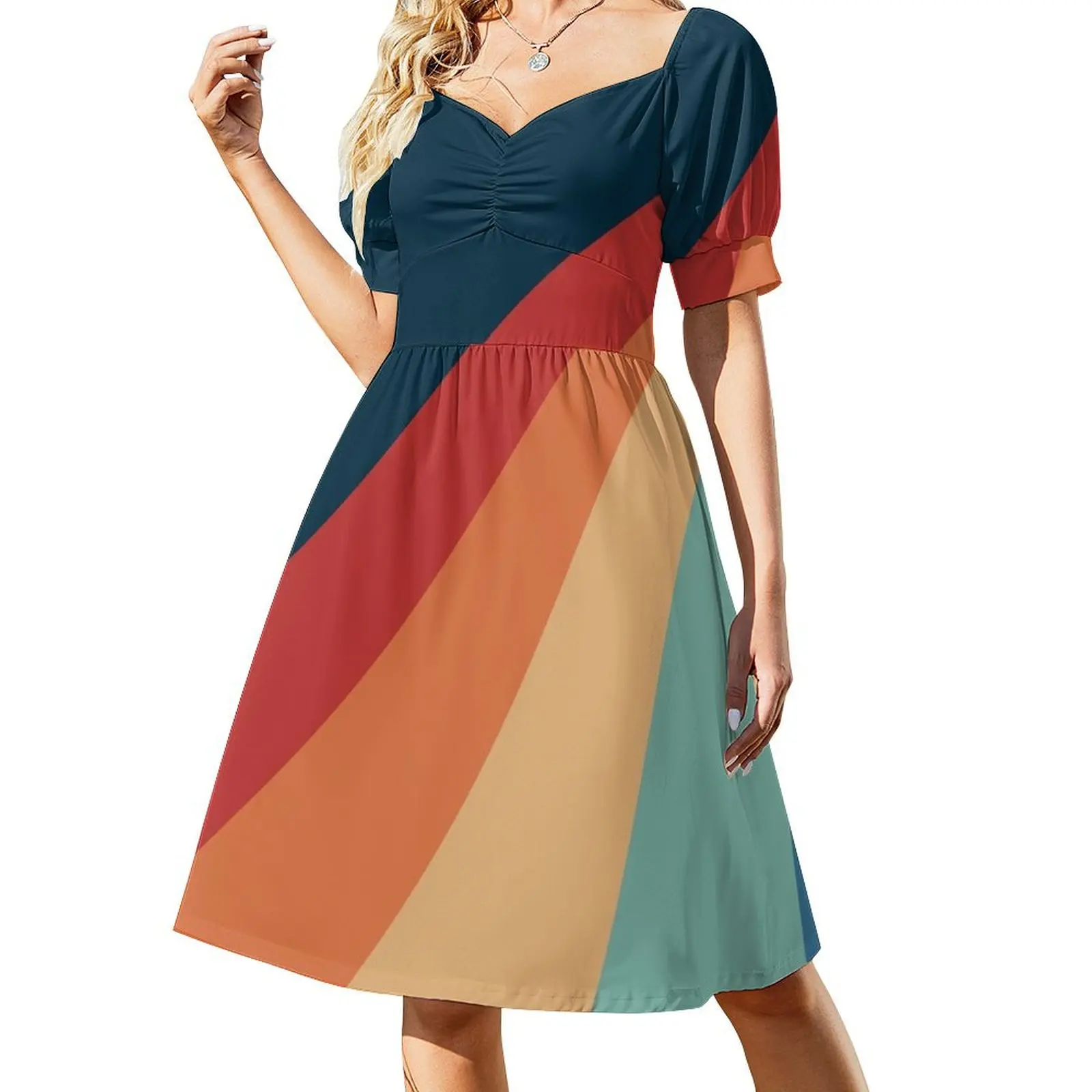Colorful diagonal retro stripes Short-Sleeved Dress bandage dress Woman's evening dress Summer skirt
Colorful diagonal retro stripes Short-Sleeved Dress bandage dress Woman's evening dress Summer skirt