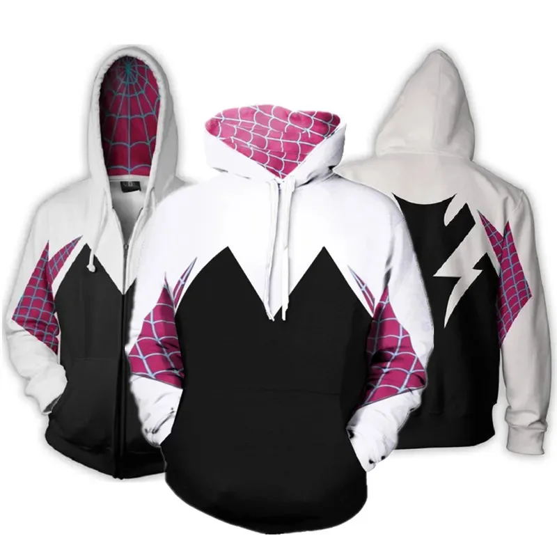 Spider Gwen Stacy Hoodie Kimonos for Women Men Cosplay Costume Hooded Pullover Streetwear Adult Halloween Party Cloak
Spider Gwen Stacy Hoodie Kimonos for Women Men Cosplay Costume Hooded Pullover Streetwear Adult Halloween Party Cloak