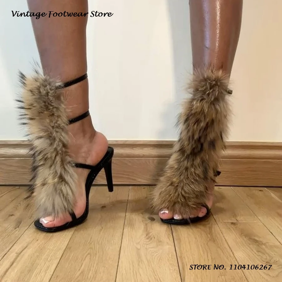 Buckle Strap Puffy Furry Sandals Faux Fur Round Open Toe Thin Heels Party Shoes Women's Spring Summer Street Style Stilettos
Buckle Strap Puffy Furry Sandals Faux Fur Round Open Toe Thin Heels Party Shoes Women's Spring Summer Street Style Stilettos
