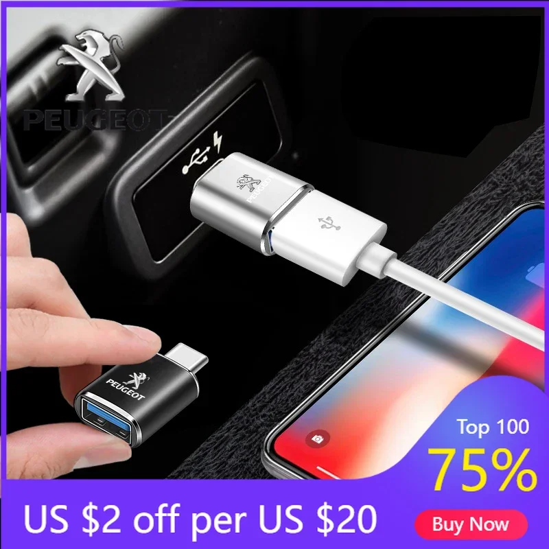 2026 Hot Car Sticker Fashion Car Type-C To USB Interface Mini Converter Charging Adapter logo For Peugeot 206 207 307 3008 308 4
2026 Hot Car Sticker Fashion Car Type-C To USB Interface Mini Converter Charging Adapter logo For Peugeot 206 207 307 3008 308 4