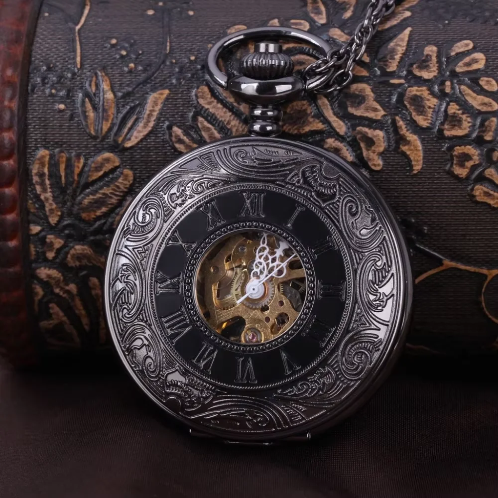8919 Classic black Steampunk Skeleton Mechanical Pocket Watch Men's Antique Luxury Pocket Watch Chain Men's Clock
8919 Classic black Steampunk Skeleton Mechanical Pocket Watch Men's Antique Luxury Pocket Watch Chain Men's Clock