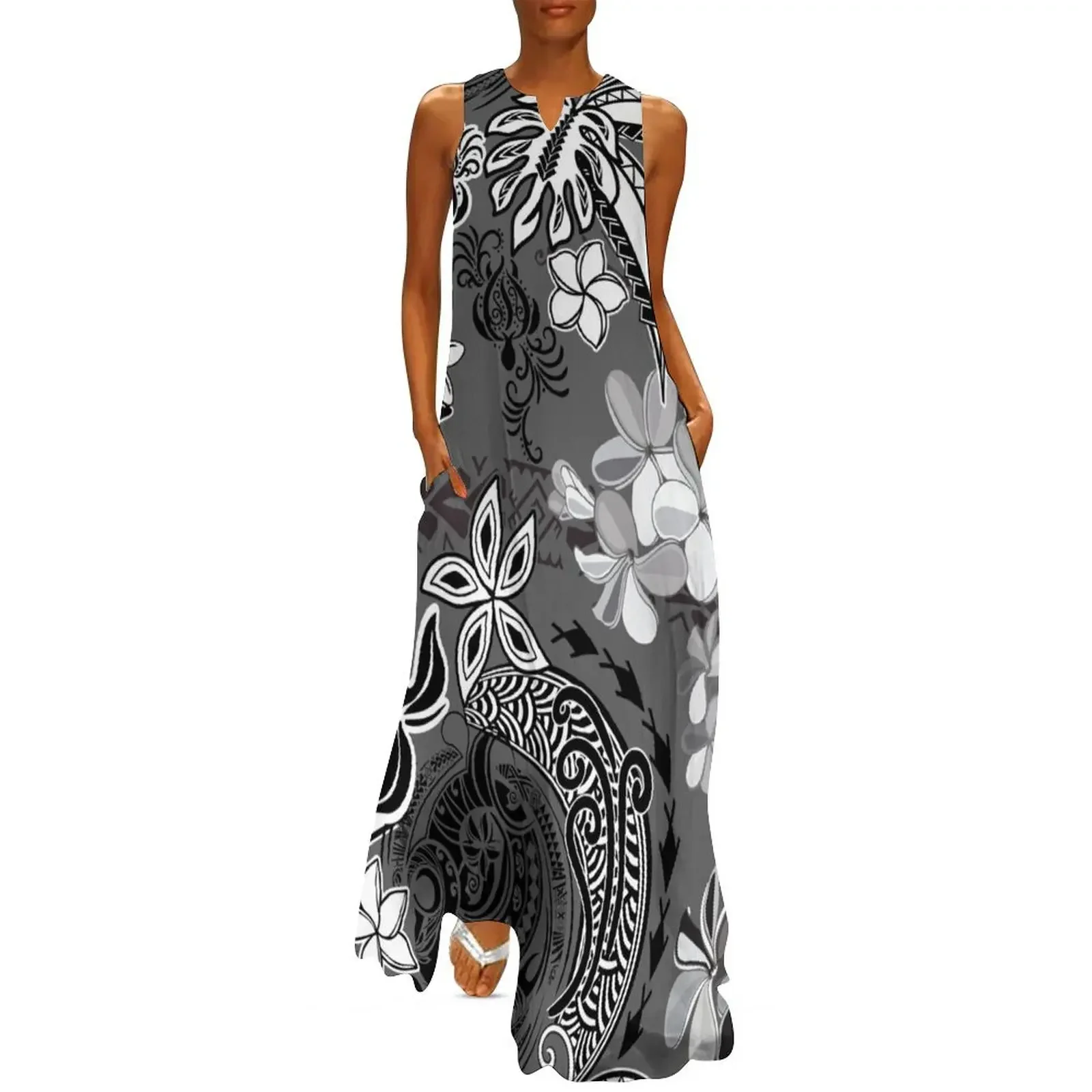 Black And White Hawaiian - Samoan Tribal Jungle Design Long Dress birthday dress for women long dress women summer
Black And White Hawaiian - Samoan Tribal Jungle Design Long Dress birthday dress for women long dress women summer