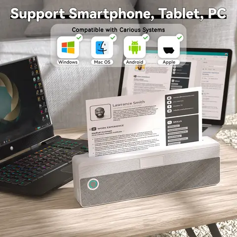 PeriPage P81 Imprimante thermique portable sans fil pour voyage - Support d'imprimante compacte mobile 8,5 x 11 lettres américaines et papier thermique A4