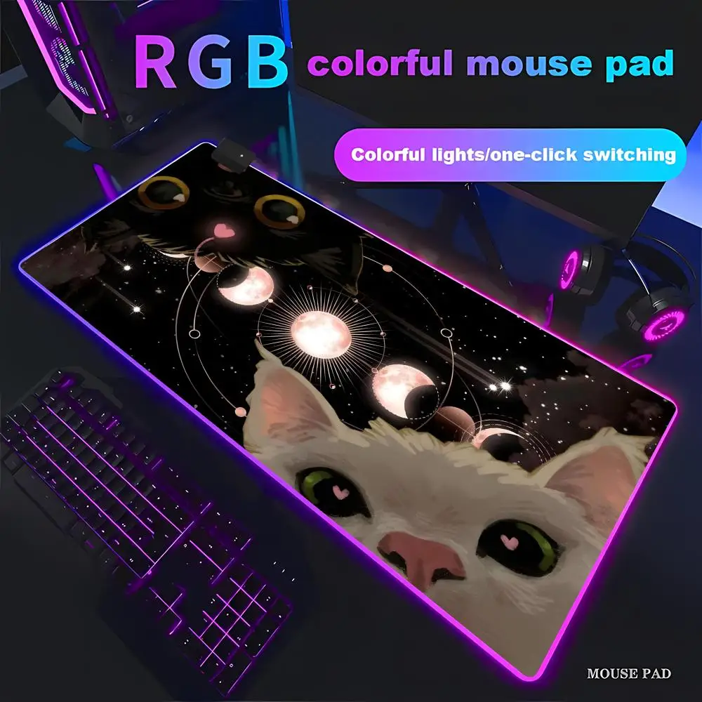 RGB Kawaii Black Cat Mouse Pad, Extra Large Mouse Pad with Stitched Edges, Keyboard Pad, Perfect for Office and Gaming HYBXAXC
RGB Kawaii Black Cat Mouse Pad, Extra Large Mouse Pad with Stitched Edges, Keyboard Pad, Perfect for Office and Gaming HYBXAXC