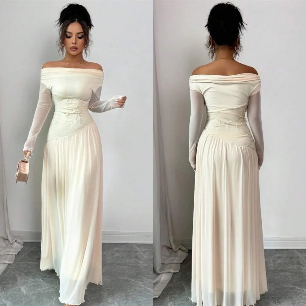 Customized Classic Ivory Chiffon Evening Dress Graceful Strapless Off the Shoulder Long Sleeves Flowers Special Occasion Gowns
Customized Classic Ivory Chiffon Evening Dress Graceful Strapless Off the Shoulder Long Sleeves Flowers Special Occasion Gowns