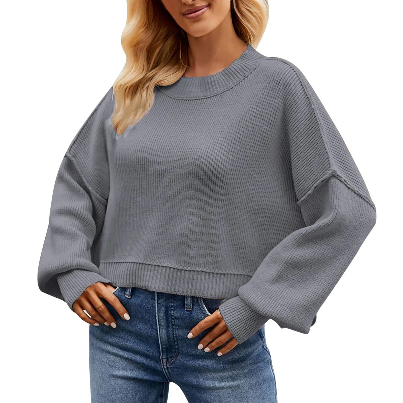 Women'S Striped Short Knit Sweater Crew Neck Long Sleeve Loose Soft Knit Pullover Fashion Beautiful All-In-One Sweater
Women'S Striped Short Knit Sweater Crew Neck Long Sleeve Loose Soft Knit Pullover Fashion Beautiful All-In-One Sweater