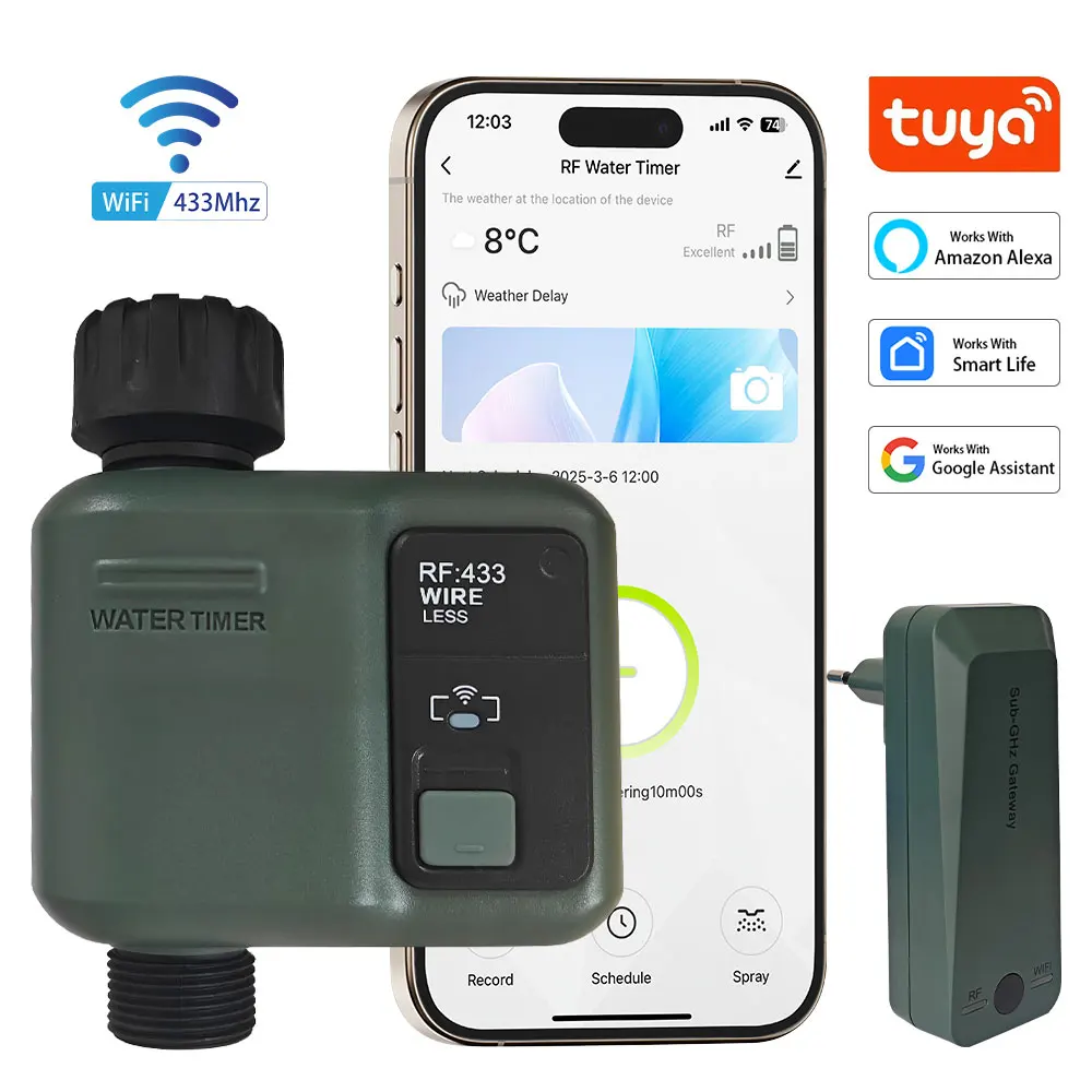 Tuya WIFI Smart Garden Watering Timer Automatic Sprinkle Water Timer Valve Outdoor Irrigation Watering System Alexa Google Home
Tuya WIFI Smart Garden Watering Timer Automatic Sprinkle Water Timer Valve Outdoor Irrigation Watering System Alexa Google Home