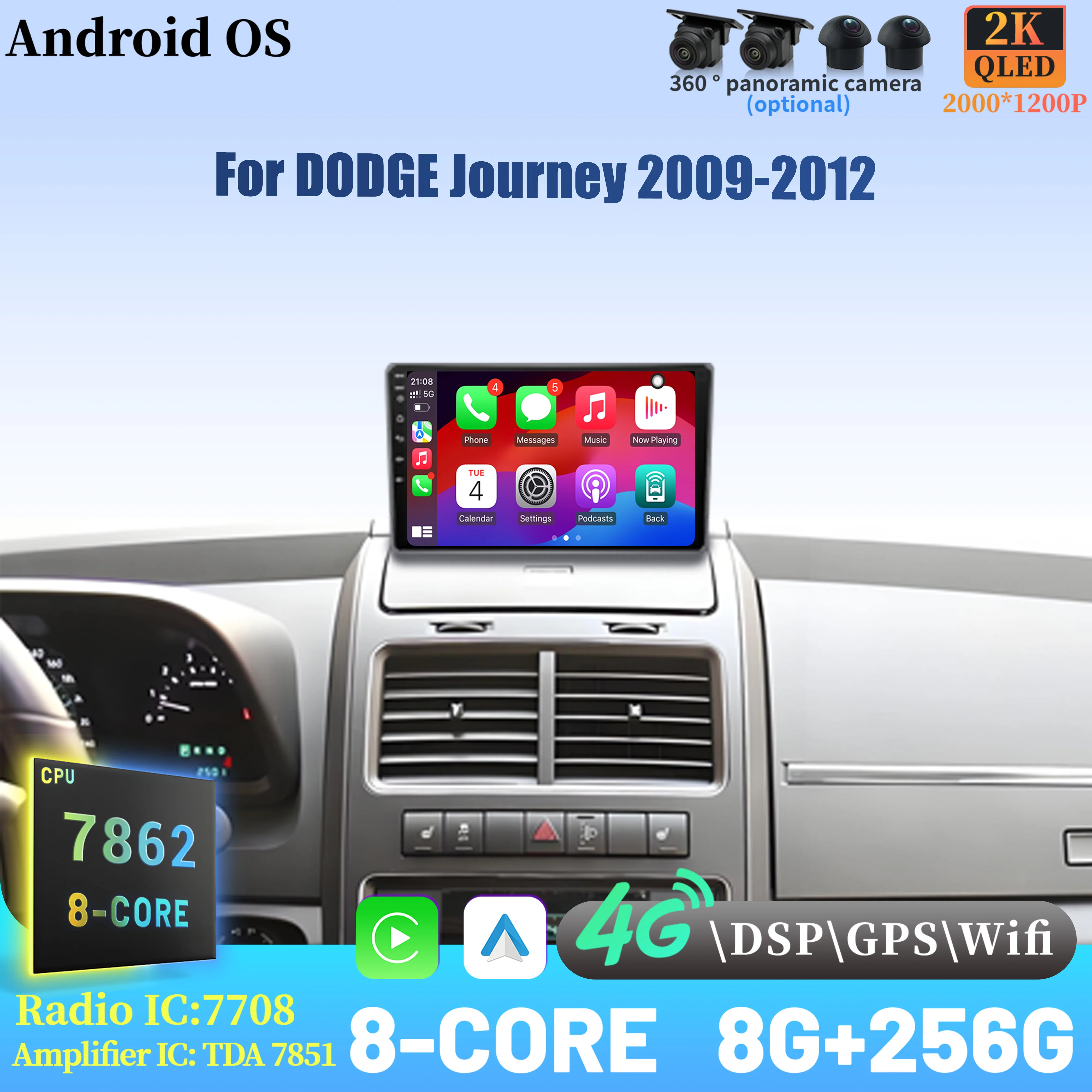Android 14 Radio Car Multimedia Player Touch 2K QLED Screen For DODGE Journey 2009-2012 Wireless BT CarPlay
Android 14 Radio Car Multimedia Player Touch 2K QLED Screen For DODGE Journey 2009-2012 Wireless BT CarPlay