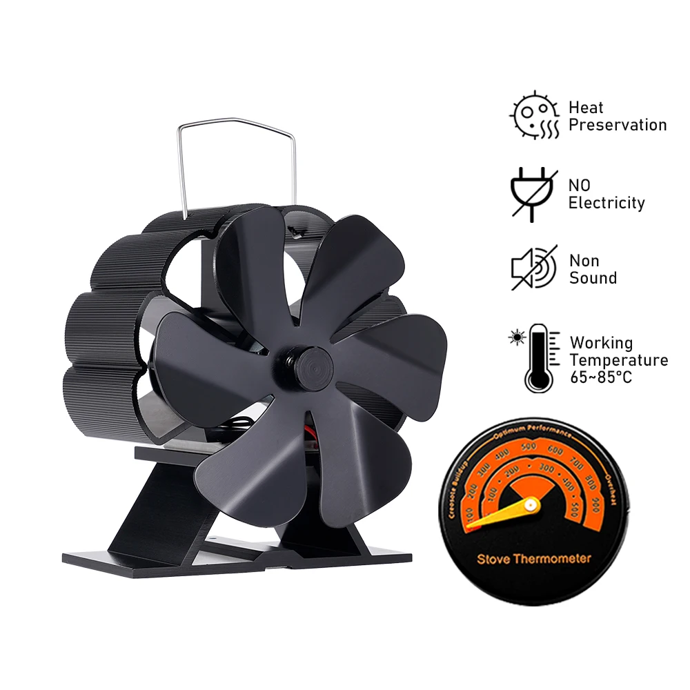 6 Blades Heat Powered Stove Fan Black Fireplace komin Log Wood Burner Eco Friendly Quiet Fan Home Efficient Heat Distribution
6 Blades Heat Powered Stove Fan Black Fireplace komin Log Wood Burner Eco Friendly Quiet Fan Home Efficient Heat Distribution