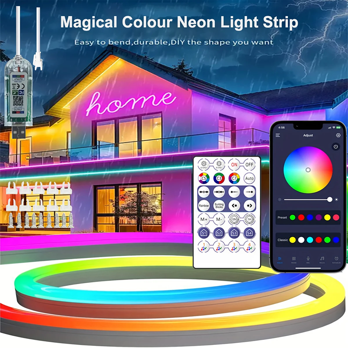 USB RGB неоновая светодиодная лента Водонепроницаемая гибкая неоновая лента с приложением и пультом дистанционного управления для украшения дома и комнаты
USB RGB неоновая светодиодная лента Водонепроницаемая гибкая неоновая лента с приложением и пультом дистанционного управления для украшения дома и комнаты