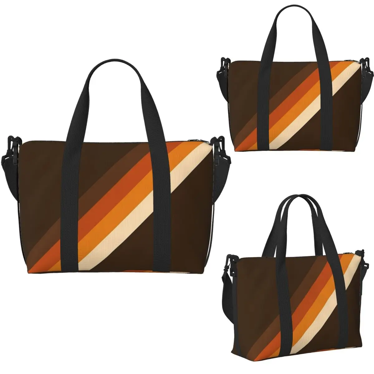 70s Orange and Brown Diagonal Lines Beach Travel Bag Large Capacity Tote Bags for Gym Sport Women Shopping Duffle Shoulder Bag
70s Orange and Brown Diagonal Lines Beach Travel Bag Large Capacity Tote Bags for Gym Sport Women Shopping Duffle Shoulder Bag