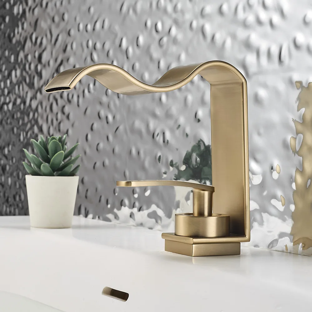 Luxury Brushed Gold Waterfall Bathroom Sink Faucet Deck Mounted Brass Basin Mixer Tap Hot Cold Washbasin Lavatory Water Tap
Luxury Brushed Gold Waterfall Bathroom Sink Faucet Deck Mounted Brass Basin Mixer Tap Hot Cold Washbasin Lavatory Water Tap