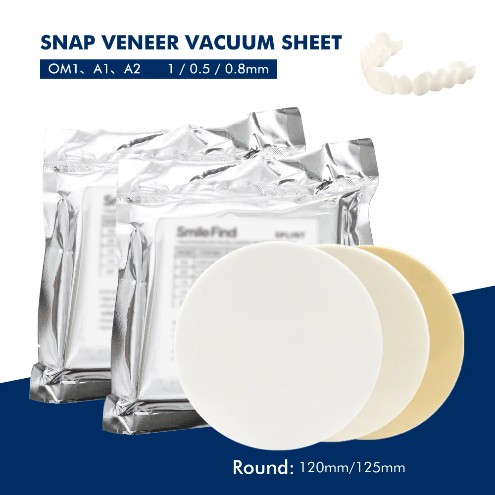 D125mm Round Snap Veneer Dental Vacuum Sheets A1 A2 OM1 Thermoforming Material Dental Laboratory Forming Plastic Splint 10pc
D125mm Round Snap Veneer Dental Vacuum Sheets A1 A2 OM1 Thermoforming Material Dental Laboratory Forming Plastic Splint 10pc