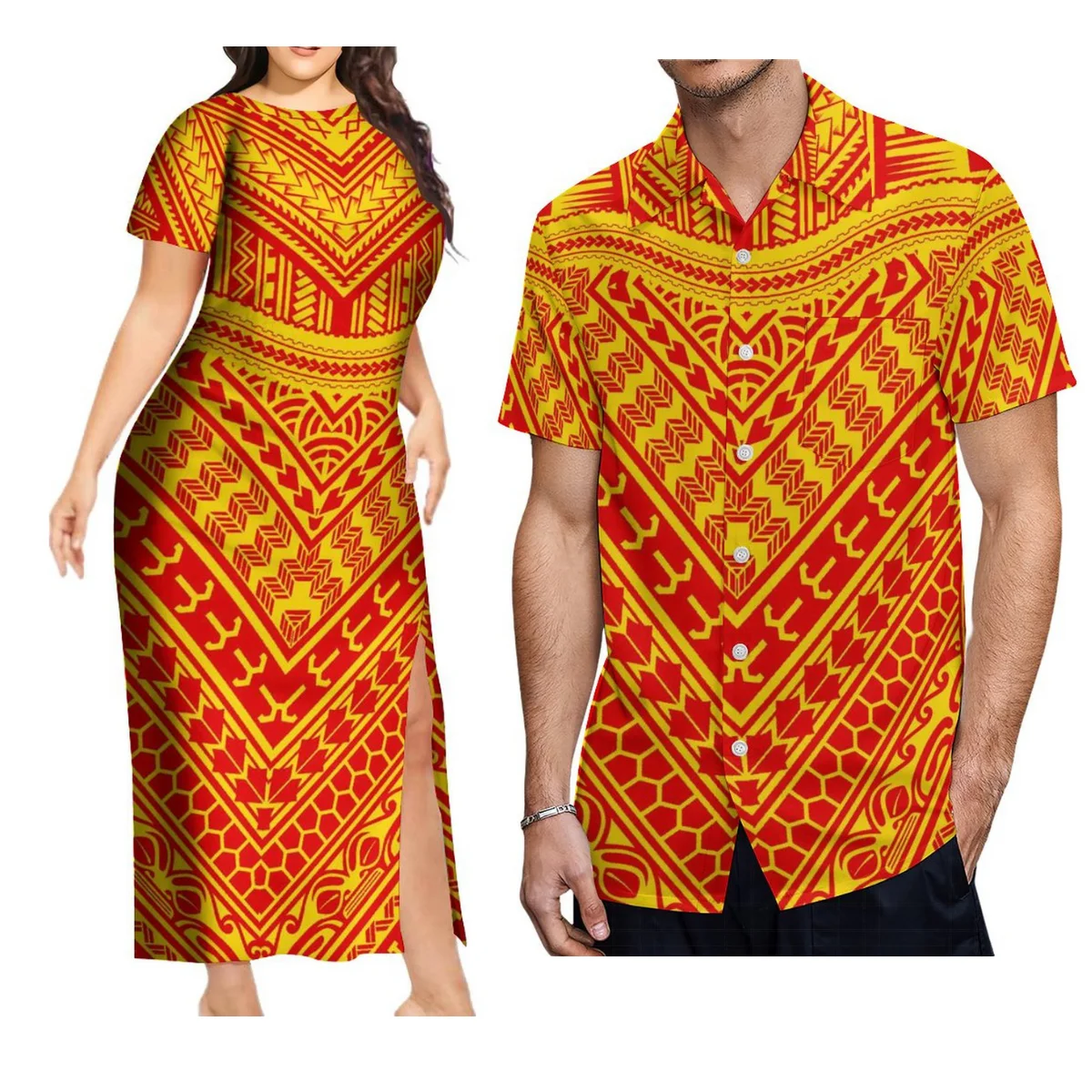 Custom Polynesian Tribal Ethnic Style Women'S Sexy Split Dress Cocktail Elegant Long Dress Matching Men'S Pocket Shirt
Custom Polynesian Tribal Ethnic Style Women'S Sexy Split Dress Cocktail Elegant Long Dress Matching Men'S Pocket Shirt