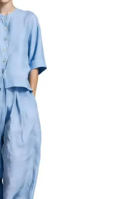 Short Sleeve Top Set Summer Cotton Linen Two-piece Set for Women Button-down Short Sleeve Top Wide Leg Pants Lounge Outfit
Short Sleeve Top Set Summer Cotton Linen Two-piece Set for Women Button-down Short Sleeve Top Wide Leg Pants Lounge Outfit