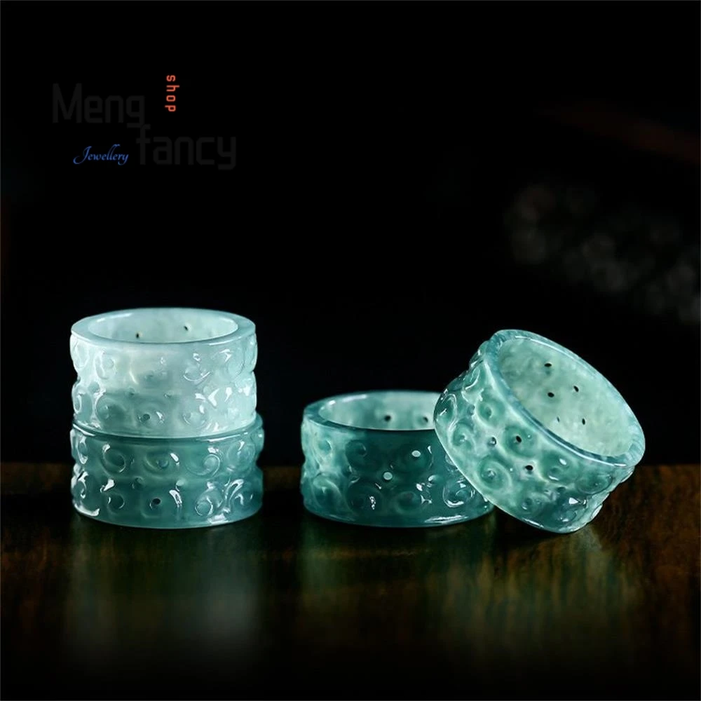 Authentic Natural Jadeite A-grade Blue Water Xiangyun Ice Seed Jade Ring Personality Couple Luxury Fashion Jewelry Holiday Gifts
Authentic Natural Jadeite A-grade Blue Water Xiangyun Ice Seed Jade Ring Personality Couple Luxury Fashion Jewelry Holiday Gifts
