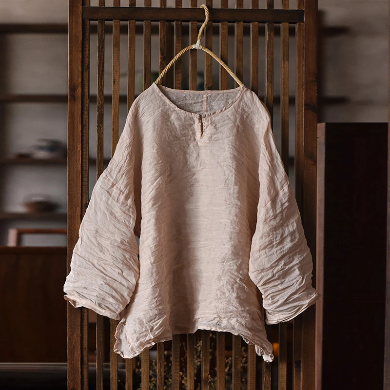 Women Long Sleeve Ramie T-shirts New Arrival 2025 Summer Vintage Style O-neck Plain Color Loose Female Casual Tops Tees M785
Women Long Sleeve Ramie T-shirts New Arrival 2025 Summer Vintage Style O-neck Plain Color Loose Female Casual Tops Tees M785