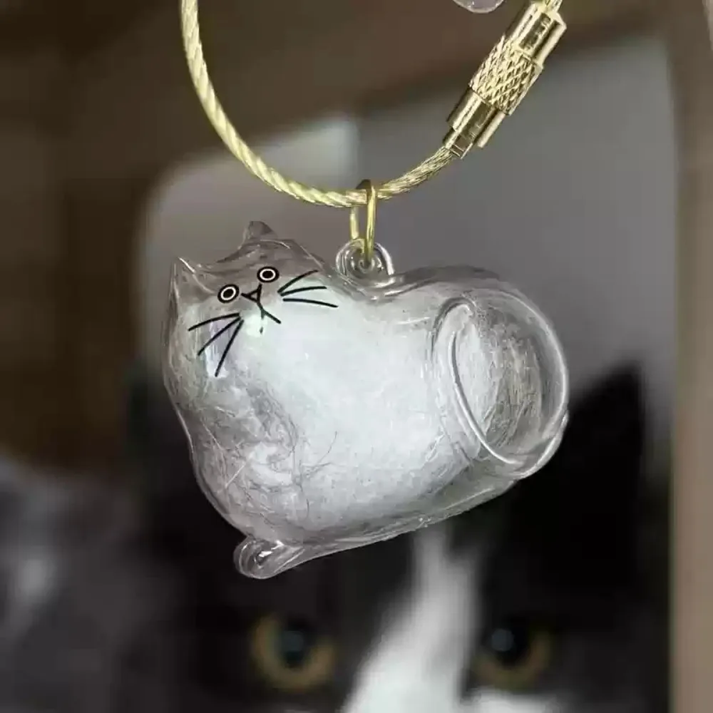 Small Ornaments Cat Fur Storage Pendant Cute Cat Shaped Transparent Container Stylish Keychain Bright Link Capsule 
Small Ornaments Cat Fur Storage Pendant Cute Cat Shaped Transparent Container Stylish Keychain Bright Link Capsule
