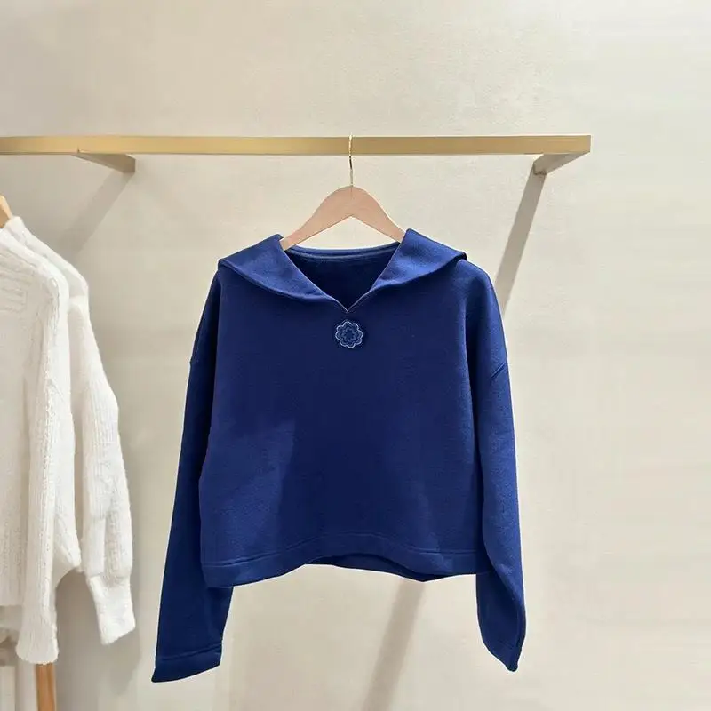 Blue Sweet Navy Collar Sweatshirt with Chest Pin French M Cabinet Board Spring Versatile Loose Fit Long Sleeve Hooded Coat
Blue Sweet Navy Collar Sweatshirt with Chest Pin French M Cabinet Board Spring Versatile Loose Fit Long Sleeve Hooded Coat