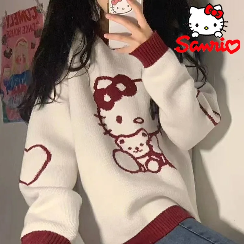 Sanrio Hello Kitty Women Knitwear Sweater Cartoon Fashion Girls Autumn Winter Loose Warm Embroidered Round Neck Pullover Sweater
Sanrio Hello Kitty Women Knitwear Sweater Cartoon Fashion Girls Autumn Winter Loose Warm Embroidered Round Neck Pullover Sweater
