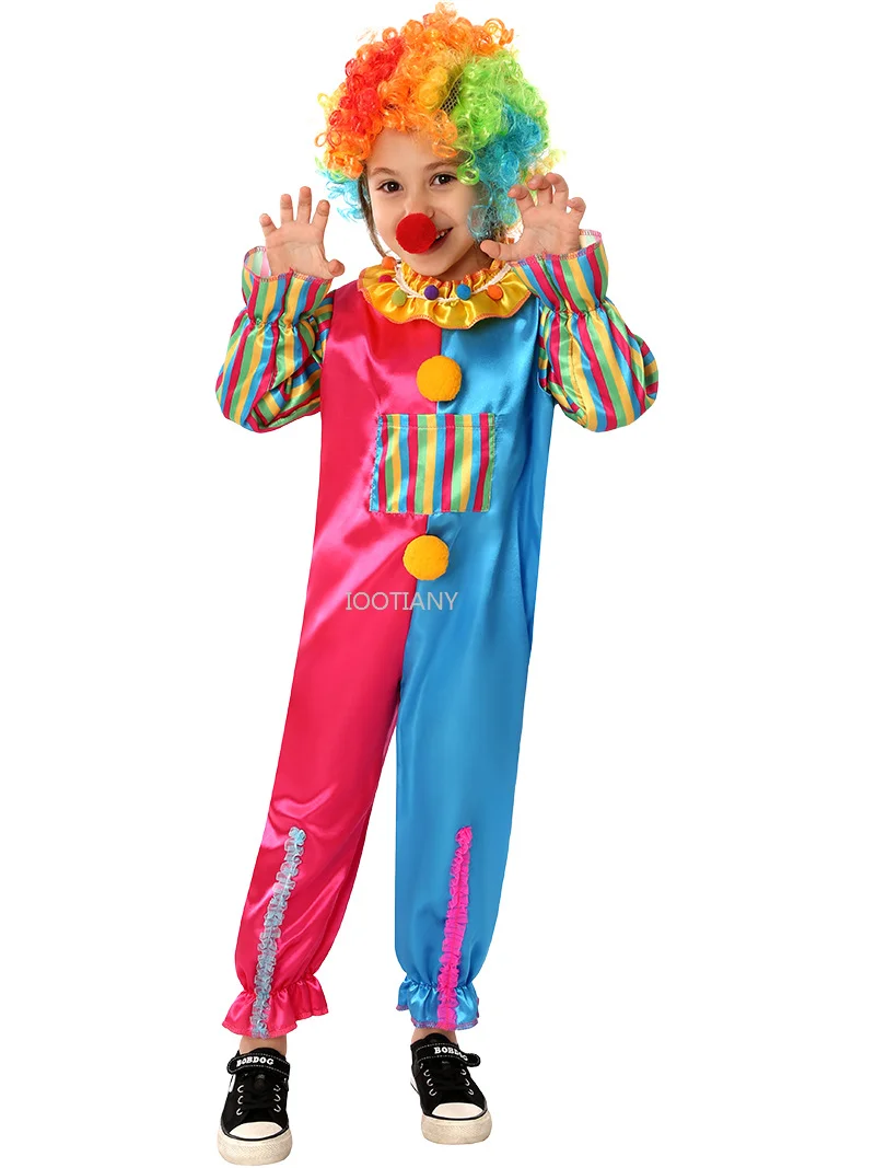2024 Children's Clashing Jumpsuit And Wig Clown Role-playing Cos Clothes Carnival Patchwork Clown Costume Funny Outfit For Opera
2024 Children's Clashing Jumpsuit And Wig Clown Role-playing Cos Clothes Carnival Patchwork Clown Costume Funny Outfit For Opera