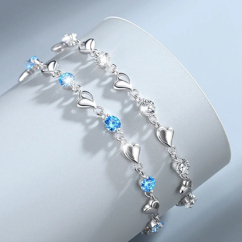 925 Sterling Silver Heart Shaped Bracelet For Women Retro Korean Versatile Zircon Charm Bracelets Party Jewelry Gifts
925 Sterling Silver Heart Shaped Bracelet For Women Retro Korean Versatile Zircon Charm Bracelets Party Jewelry Gifts