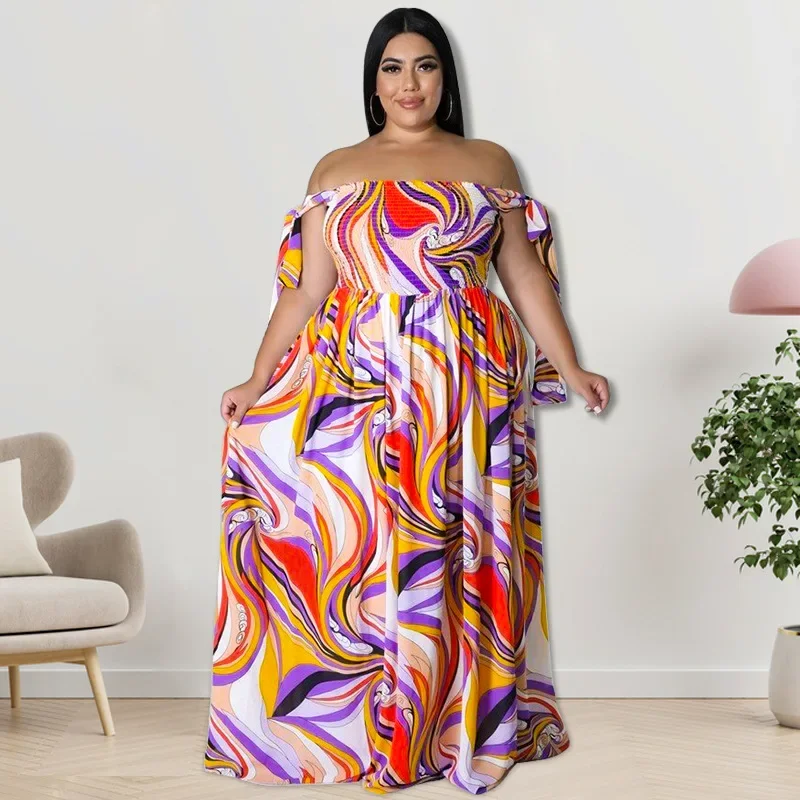 KEXU Summer Sexy Strapless Women Plus Size Dresses Fashion Floral Print Maxi Long Dress Casual Loose Beach Style Streetwear
KEXU Summer Sexy Strapless Women Plus Size Dresses Fashion Floral Print Maxi Long Dress Casual Loose Beach Style Streetwear