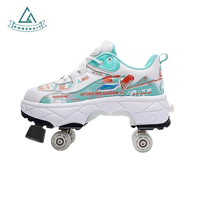 PONERAIT Teens Unisex Shoes with Wheels Lace-Up Roller Skate Shoes 4-Wheel Design-Casual Skates with Brake System for Daily Use
PONERAIT Teens Unisex Shoes with Wheels Lace-Up Roller Skate Shoes 4-Wheel Design-Casual Skates with Brake System for Daily Use