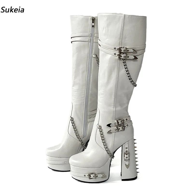 Sukeia Handmade Women Winter Knee Boots Side Zipper Chunky Heels Round Toe Gorgeous White Cosplay Shoes Ladies US Size 5-20
Sukeia Handmade Women Winter Knee Boots Side Zipper Chunky Heels Round Toe Gorgeous White Cosplay Shoes Ladies US Size 5-20