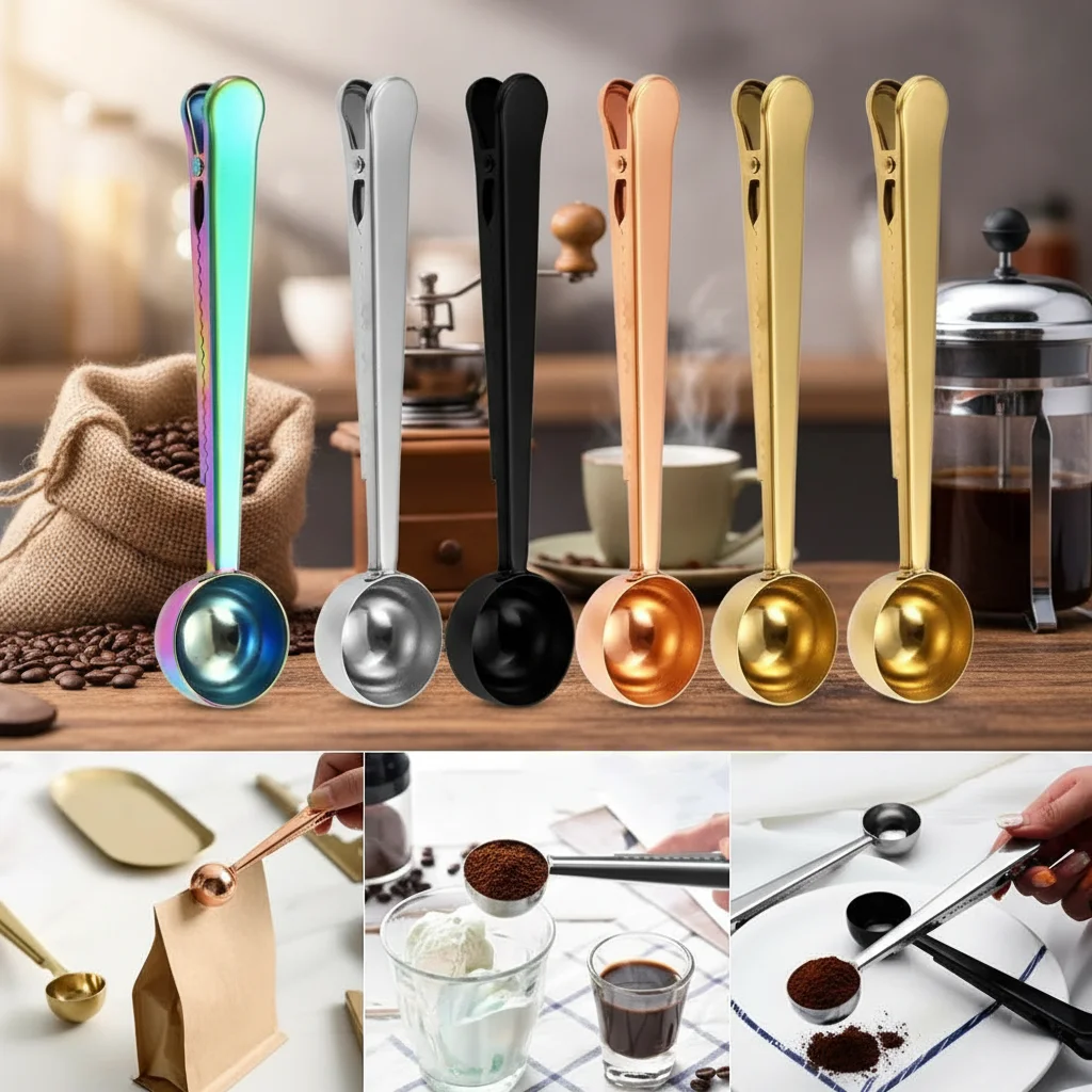 Stainless Steel Coffee Scoop Spoon with Seal Clip Multifunctional Measuring Tool for Milk Powder and Coffee 1 Piece
Stainless Steel Coffee Scoop Spoon with Seal Clip Multifunctional Measuring Tool for Milk Powder and Coffee 1 Piece